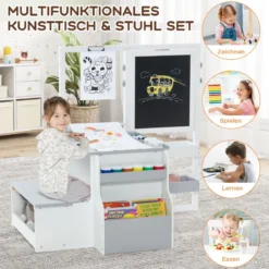 6 in 1 Kinder Staffelei Set Standtafel aus Holz mit doppelseitiger Kreidetafel