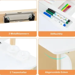 6 in 1 Kinder Staffelei Set Standtafel aus Holz mit doppelseitiger Kreidetafel