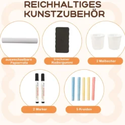 6 in 1 Kinder Staffelei Set Standtafel aus Holz mit doppelseitiger Kreidetafel