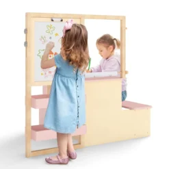 6 in 1 Kinder Staffelei Set Standtafel aus Holz mit doppelseitiger Kreidetafel