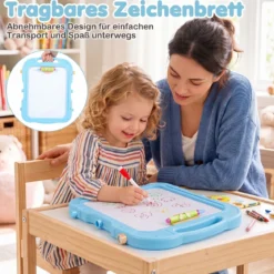 4-in-1 Kindertafel Höhenverstellbar Doppelseitige Kinderstaffelei mit Magnettafel 360° Drehbar