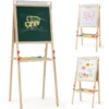3 in 1 Kinder Tafel mit Magnetischer Kreidetafel & Whiteboard & Papierrolle Höhenverstellbar