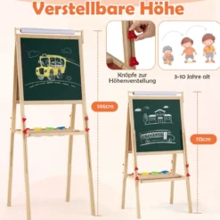 3 in 1 Kinder Tafel mit Magnetischer Kreidetafel & Whiteboard & Papierrolle Höhenverstellbar