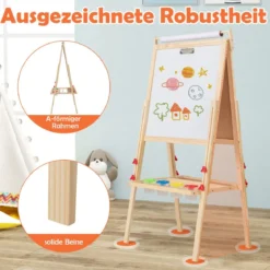 3 in 1 Kinder Tafel mit Magnetischer Kreidetafel & Whiteboard & Papierrolle Höhenverstellbar