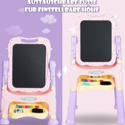 2 in 1 Kindertafel Staffelei doppelseitig Whiteboard & Kreidetafel Lila