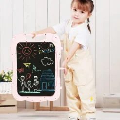2 in 1 Kindertafel Staffelei doppelseitig Whiteboard & Kreidetafel Lila