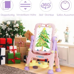 2 in 1 Kindertafel Staffelei doppelseitig Whiteboard & Kreidetafel Lila