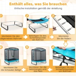 2 in 1 Kindertrampolin mit Schaukel & Sicherheitsnetz & Randabdeckung