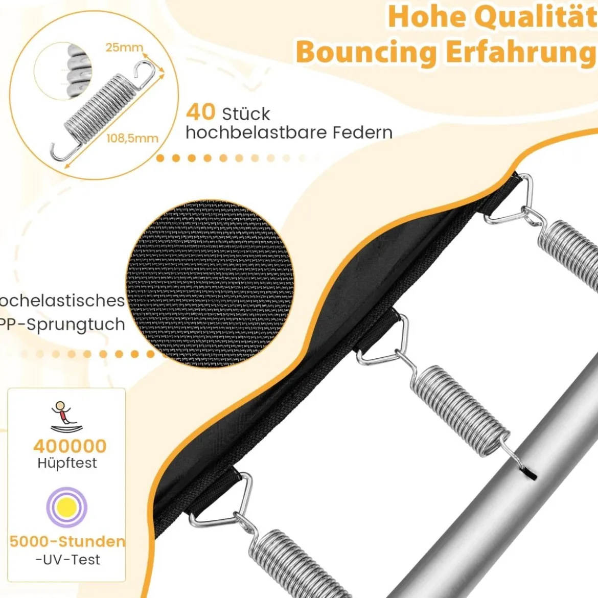 2 in 1 Kindertrampolin mit Schaukel & Sicherheitsnetz & Randabdeckung