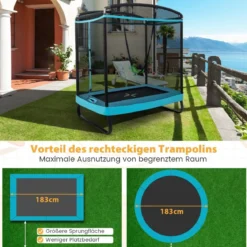 2 in 1 Kindertrampolin mit Schaukel & Sicherheitsnetz & Randabdeckung