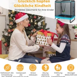 2 in 1 Kindertrampolin mit Schaukel & Sicherheitsnetz & Randabdeckung