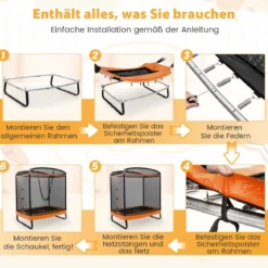 2 in 1 Kindertrampolin mit Schaukel & Sicherheitsnetz & Randabdeckung