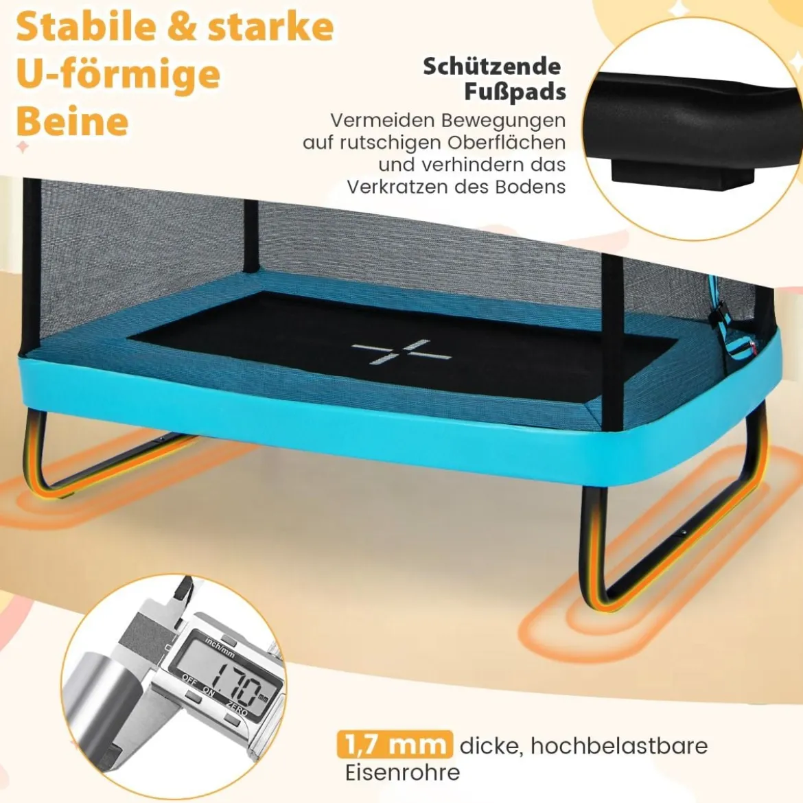 2 in 1 Kindertrampolin mit Schaukel & Sicherheitsnetz & Randabdeckung