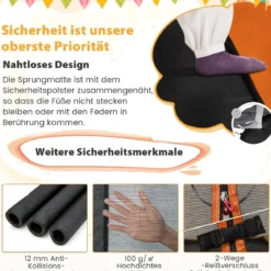 2 in 1 Kindertrampolin mit Schaukel & Sicherheitsnetz & Randabdeckung