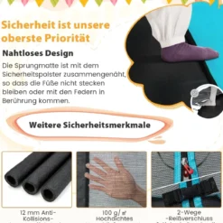 2 in 1 Kindertrampolin mit Schaukel & Sicherheitsnetz & Randabdeckung