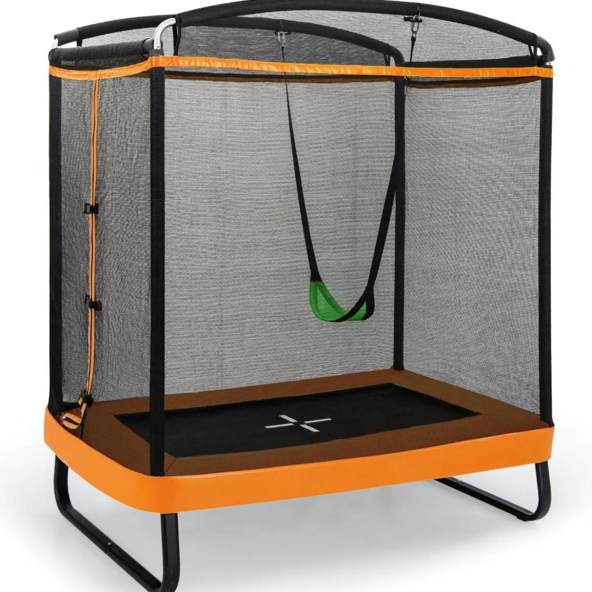 2 in 1 Kindertrampolin mit Schaukel & Sicherheitsnetz & Randabdeckung