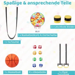 6 in 1 Kindertrampolin mit Sicherheitsnetz & Hitzeverzinkte Metallrahmen 140 x 140 x 214 cm