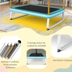 3-in-1 Kindertrampolin Trampolin mit Schaukel & horizontaler Stange Gartentrampolin Gelb