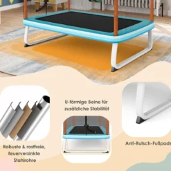 3-in-1 Kindertrampolin Trampolin mit Schaukel & horizontaler Stange Gartentrampolin Orange