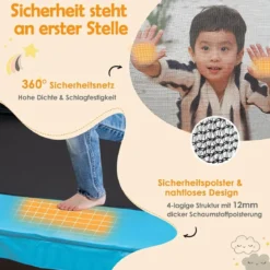 3-in-1 Kindertrampolin Trampolin mit Schaukel & horizontaler Stange Gartentrampolin Orange