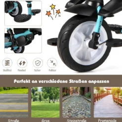 6-in-1 Kinderwagen mit Dach & Sicherheitsgurt für Kinder im Alter von 12 - 50 Monaten Blau