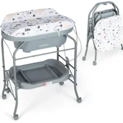 4 in 1 Klappbarer Wickeltisch mit Badewanne tragbare Wickelkommode mit Wickelauflage
