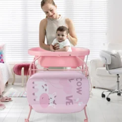 4 in 1 Klappbarer Wickeltisch mit Badewanne tragbare Wickelkommode mit Wickelauflage