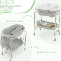 4 in 1 Klappbarer Wickeltisch mit Badewanne tragbare Wickelkommode mit Wickelauflage