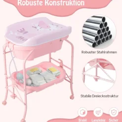 4 in 1 Klappbarer Wickeltisch mit Badewanne tragbare Wickelkommode mit Wickelauflage