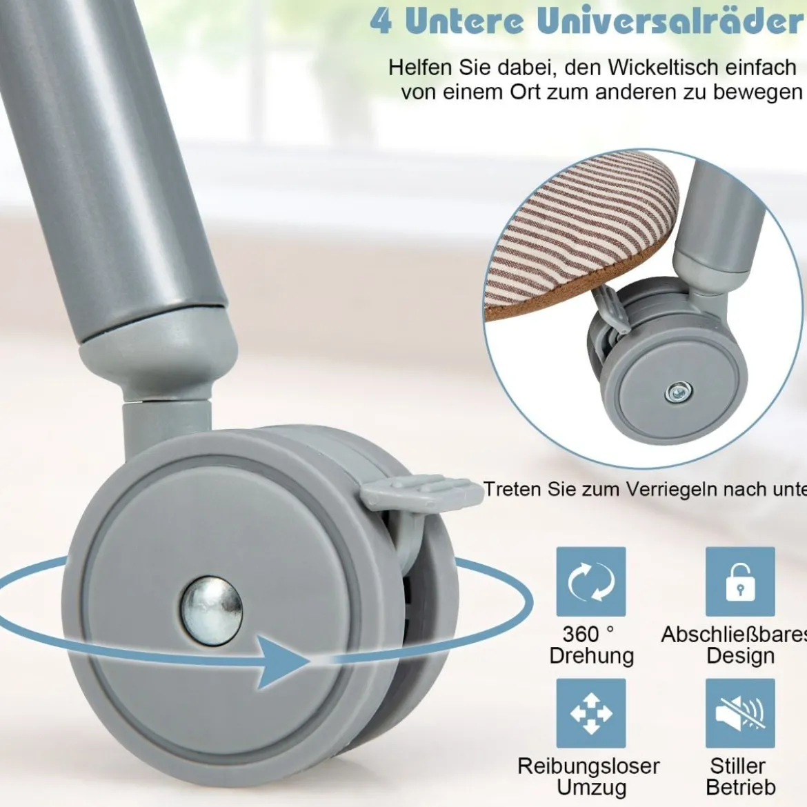 4 in 1 Klappbarer Wickeltisch mit Badewanne tragbare Wickelkommode mit Wickelauflage