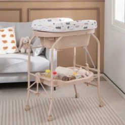 4 in 1 Klappbarer Wickeltisch mit Badewanne tragbare Wickelkommode mit Wickelauflage