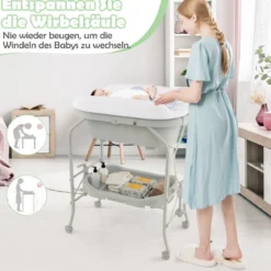4 in 1 Klappbarer Wickeltisch mit Badewanne tragbare Wickelkommode mit Wickelauflage