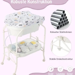 4 in 1 Klappbarer Wickeltisch mit Badewanne tragbare Wickelkommode mit Wickelauflage