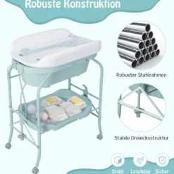 4 in 1 Klappbarer Wickeltisch mit Badewanne tragbare Wickelkommode mit Wickelauflage