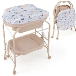 4 in 1 Klappbarer Wickeltisch mit Badewanne tragbare Wickelkommode mit Wickelauflage