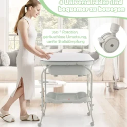4 in 1 Klappbarer Wickeltisch mit Badewanne tragbare Wickelkommode mit Wickelauflage