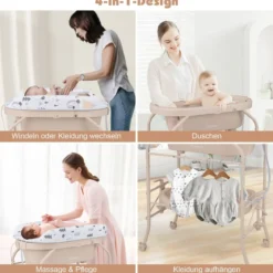 4 in 1 Klappbarer Wickeltisch mit Badewanne tragbare Wickelkommode mit Wickelauflage