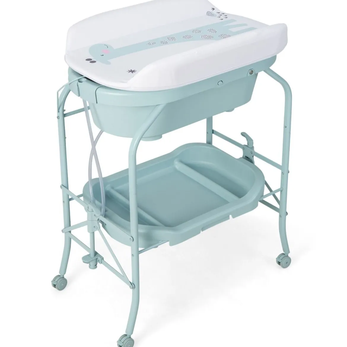 4 in 1 Klappbarer Wickeltisch mit Badewanne tragbare Wickelkommode mit Wickelauflage