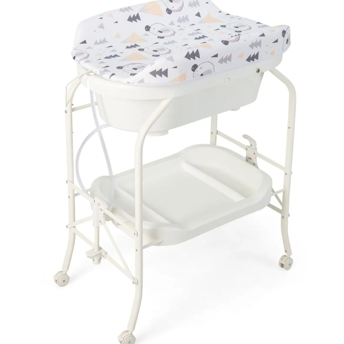 4 in 1 Klappbarer Wickeltisch mit Badewanne tragbare Wickelkommode mit Wickelauflage