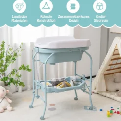 4 in 1 Klappbarer Wickeltisch mit Badewanne tragbare Wickelkommode mit Wickelauflage