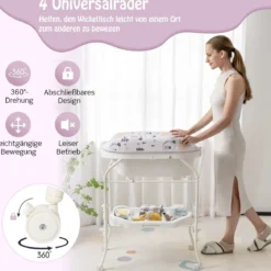 4 in 1 Klappbarer Wickeltisch mit Badewanne tragbare Wickelkommode mit Wickelauflage