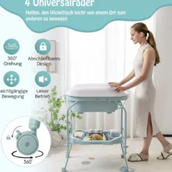 4 in 1 Klappbarer Wickeltisch mit Badewanne tragbare Wickelkommode mit Wickelauflage