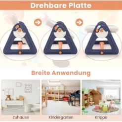 6 in 1 Klappbarer Zeichentisch mit Stuhl & Staffelei Multifunktionaler Spieltisch mit 160 Bausteine