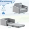 2 in 1 Klappbares Kindersofa mit Samtstoff Gepolsterter Kindersessel 60 x 43 x 40 cm Grau