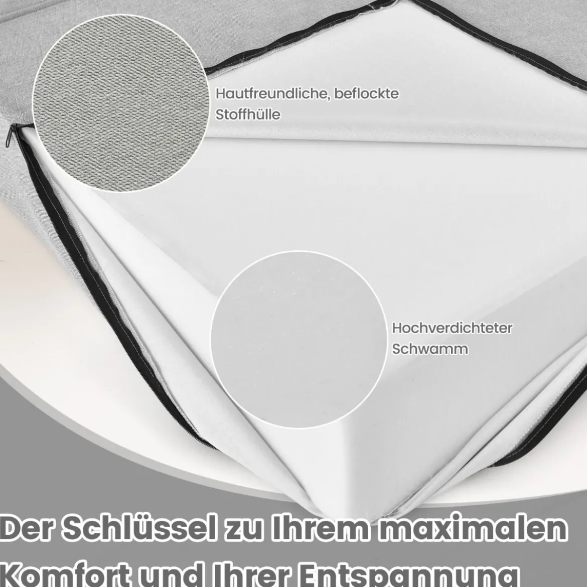 3 in 1 Klappbares Schlafsofa mit Waschbarem Bezug Extra Dick Schaumstoff (15cm) Grau