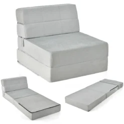3 in 1 Klappbares Schlafsofa mit Waschbarem Bezug Extra Dick Schaumstoff (15cm) Grau