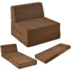 3 in 1 Klappbares Schlafsofa mit Waschbarem Bezug Extra Dick Schaumstoff (15cm) Braun