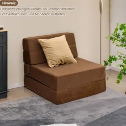 3 in 1 Klappbares Schlafsofa mit Waschbarem Bezug Extra Dick Schaumstoff (15cm) Braun