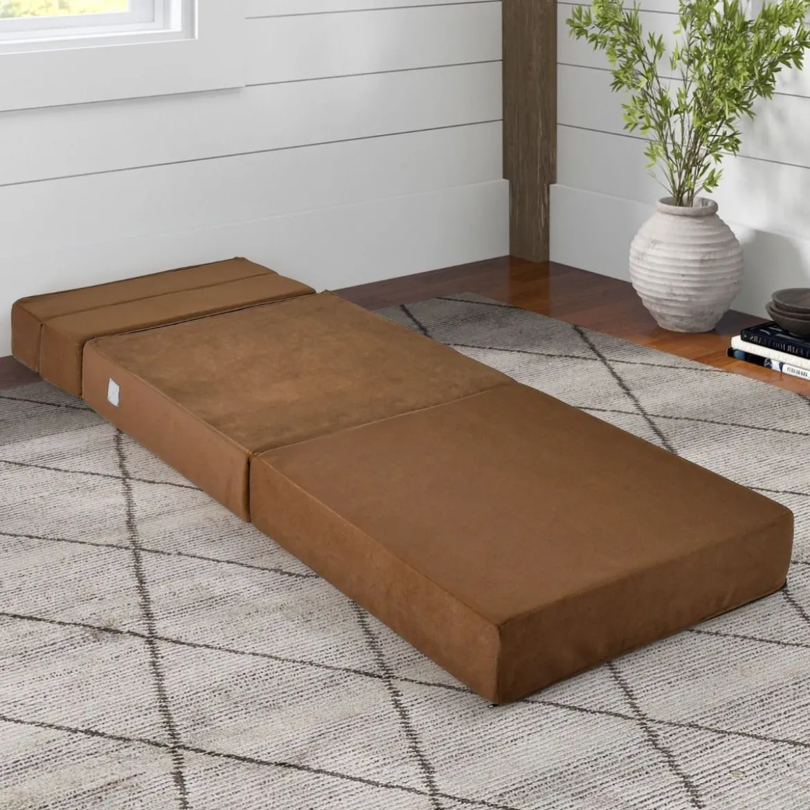 3 in 1 Klappbares Schlafsofa mit Waschbarem Bezug Extra Dick Schaumstoff (15cm) Braun