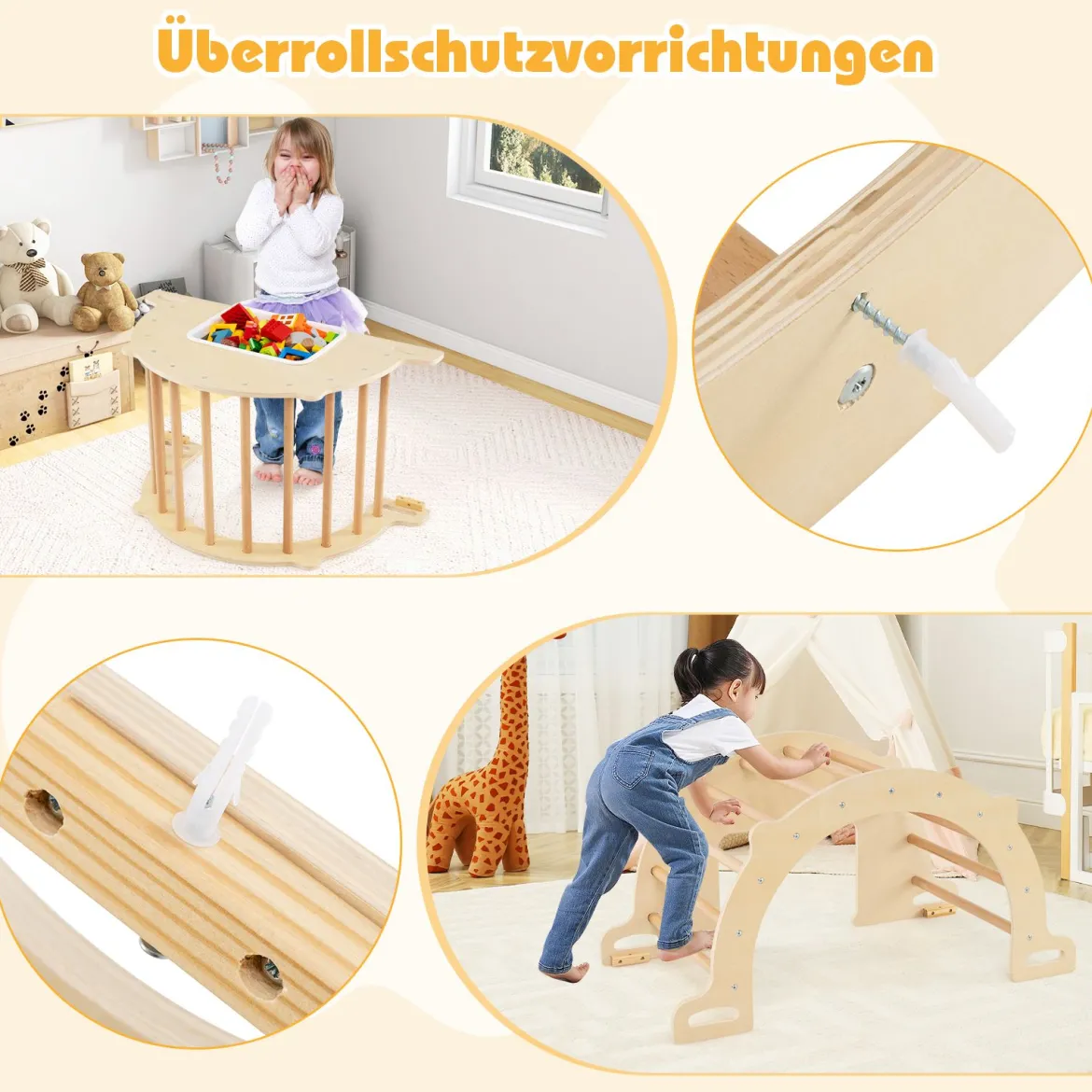 8 in 1 Kletterbogen mit Aufbewahrungsbox Klettergerüst zum Klettern Wippen Krabbeln 90 x 50 x 48 cm